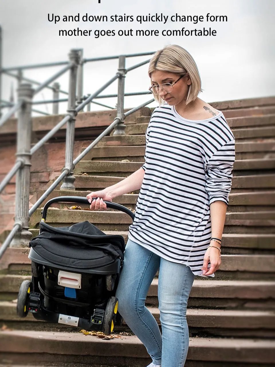 Poussette 2 en 1 avec Siège Auto – Pliable & Pratique dès la Naissance