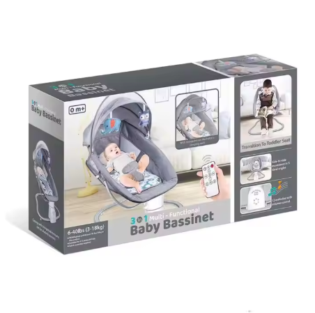 Balancelle électrique bébé 3 en 1 avec télécommande et moustiquaire – balançoire confortable et réglable