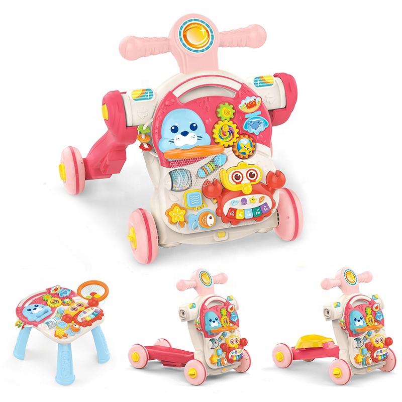 Marchette bébé 4 en 1 multifonction avec musique – trotteur évolutif et éducatif
