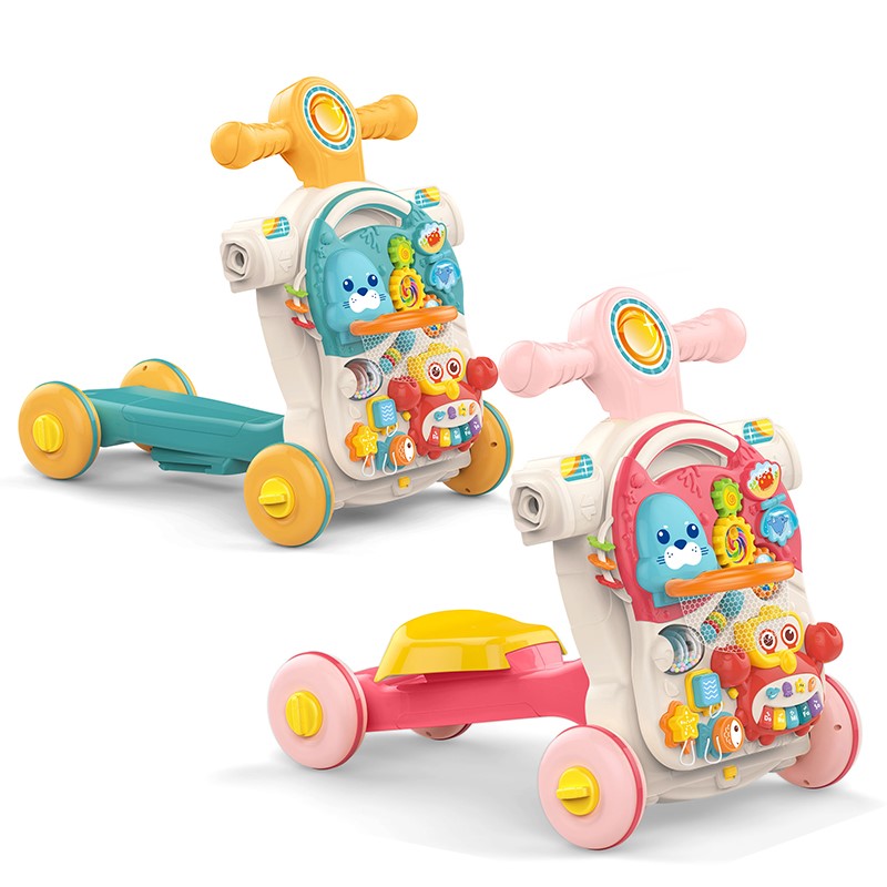 Marchette bébé 4 en 1 multifonction avec musique – trotteur évolutif et éducatif