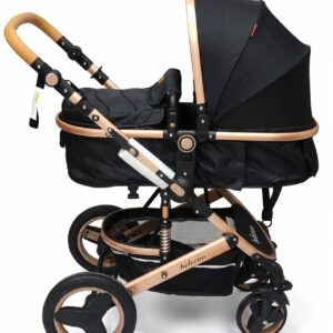 Poussette Belecoo 2 En 1 Confort Securite 0 A 4 Ans – Poussette Multifonction Evolutive - Noire
