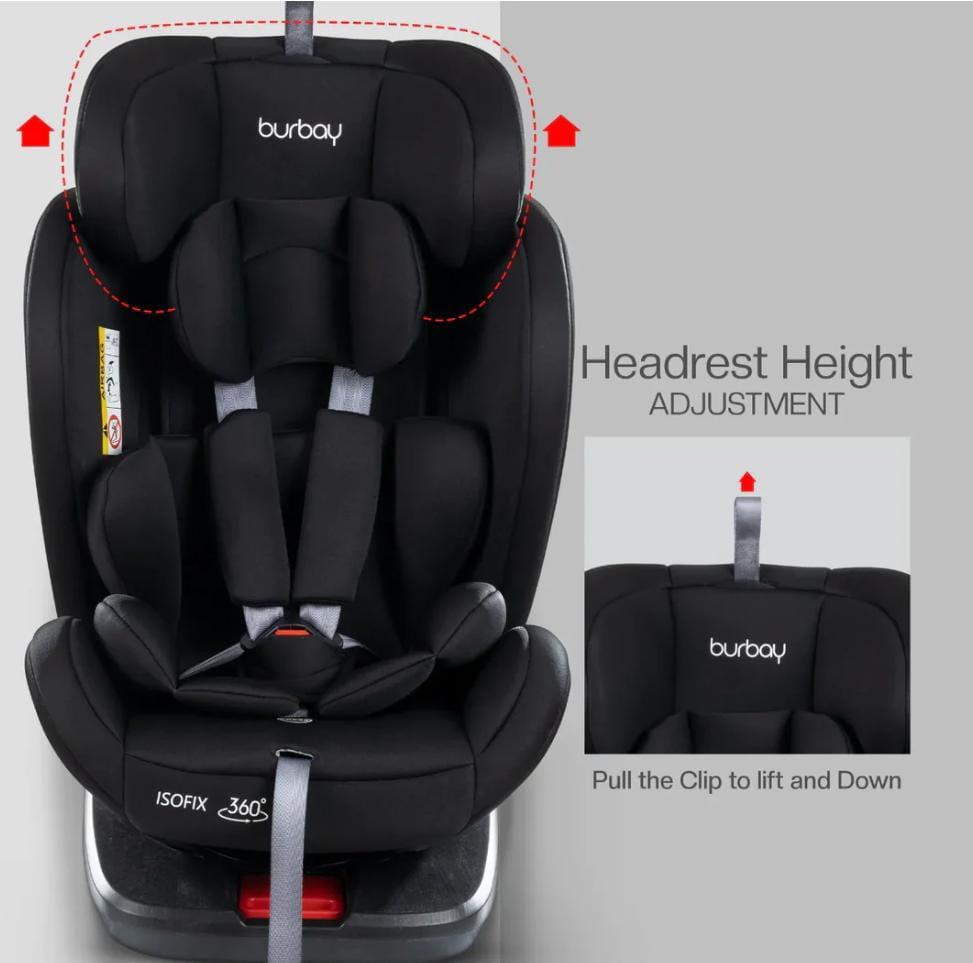 Siège auto bébé Isofix 360° Burbay rouge – pivotant, sécurisé et confortable