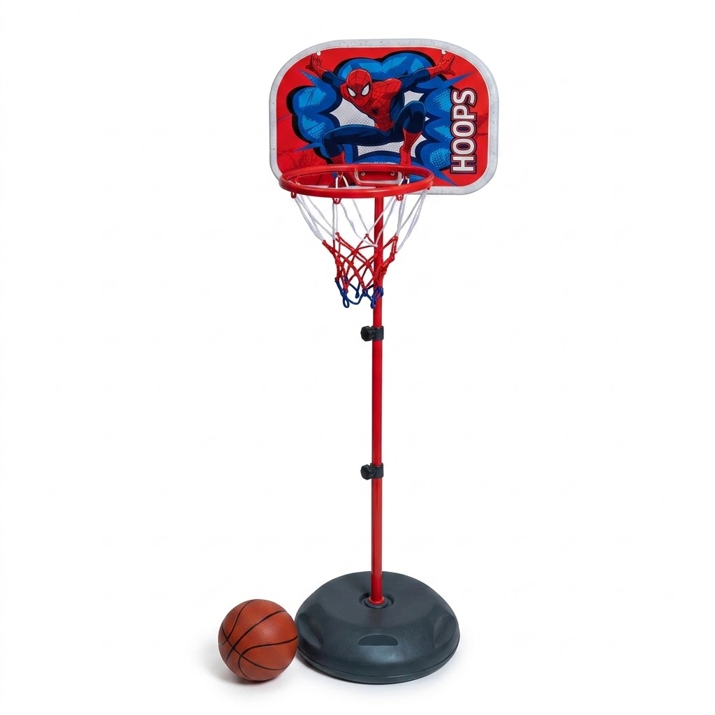 Panier de Basket Enfant Spider-Man 2-en-1 – Sur Pied & Mural Réglable avec Ballon et Pompe