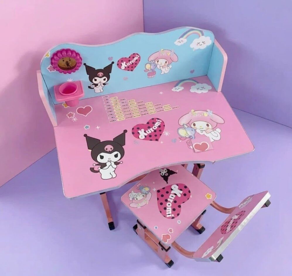 Ensemble Bureau et Chaise Enfant Kuromi & My Melody – Éducatif, Ergonomique & Design Fille
