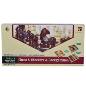 Jeu De Societe 3 En 1 Echecs Dames Backgammon Enfant Plateau Bambou Pliable 6 Ans Et Plus