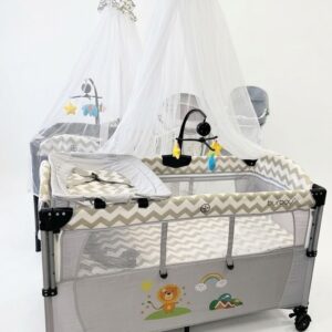 Lit Bébé Cododo Burbay 3 en 1 Maroc – Parc, Berceau et Table à Langer Pliable