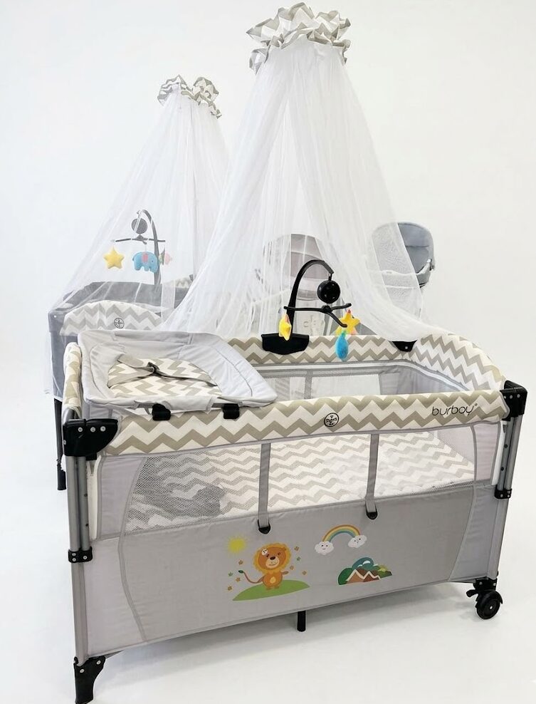 Lit Bébé Cododo Burbay 3 en 1 Maroc – Parc, Berceau et Table à Langer Pliable