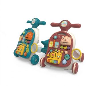 Trotteur Bébé 4 en 1 Multifonction – Marchette, Table d’Apprentissage, Motocyclette et Centre Musical Éducatif