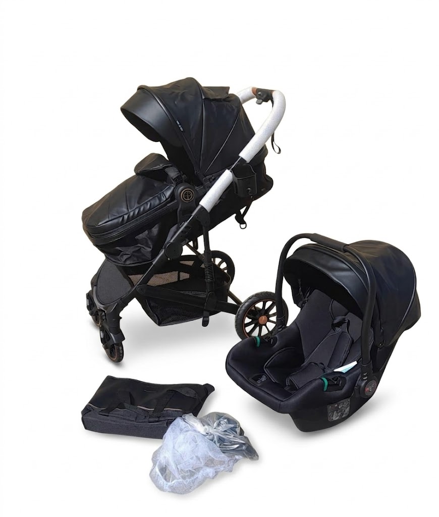 Poussette Burbay – Système de Voyage 3-en-1 avec Siège Auto et Sac à Langer