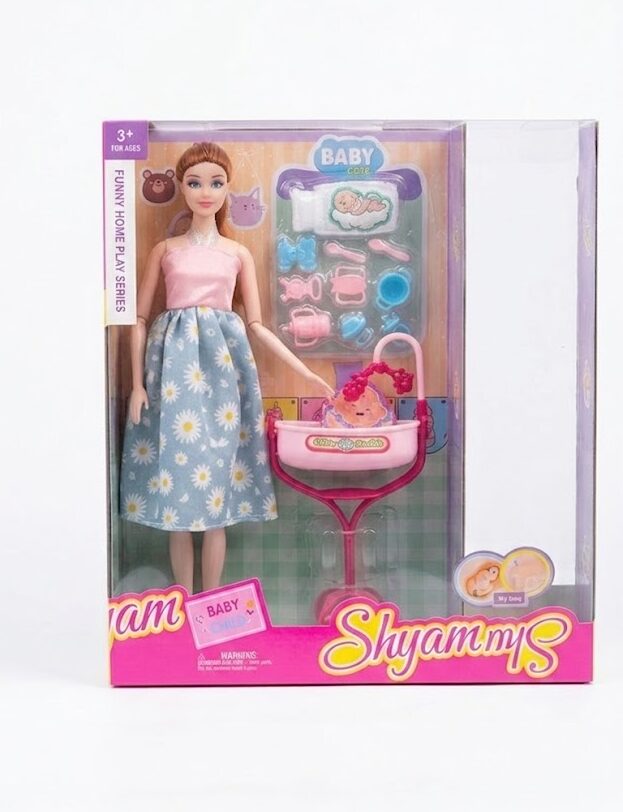 Ensemble Poupee De Mode Enfant Avec Poussette Et Bebe – Coffret Funny Home Play Shyam Avec Accessoires