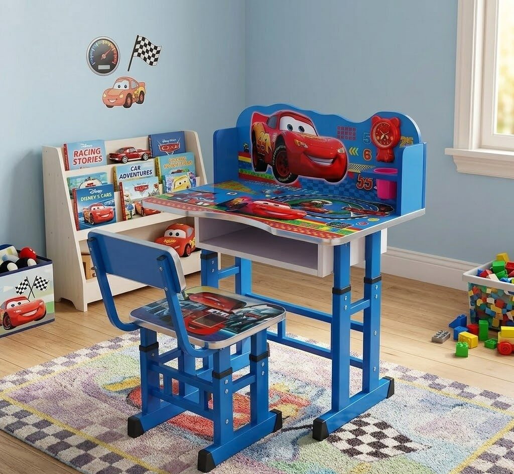 Bureau Enfant avec Chaise – Pack Disney Cars Flash McQueen Ergonomique & Dynamique