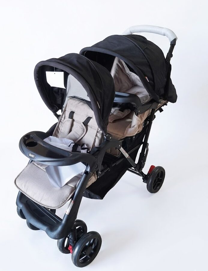 Poussette Double Bébé Maroc – Poussette Duo Confortable et Pliable pour Jumeaux