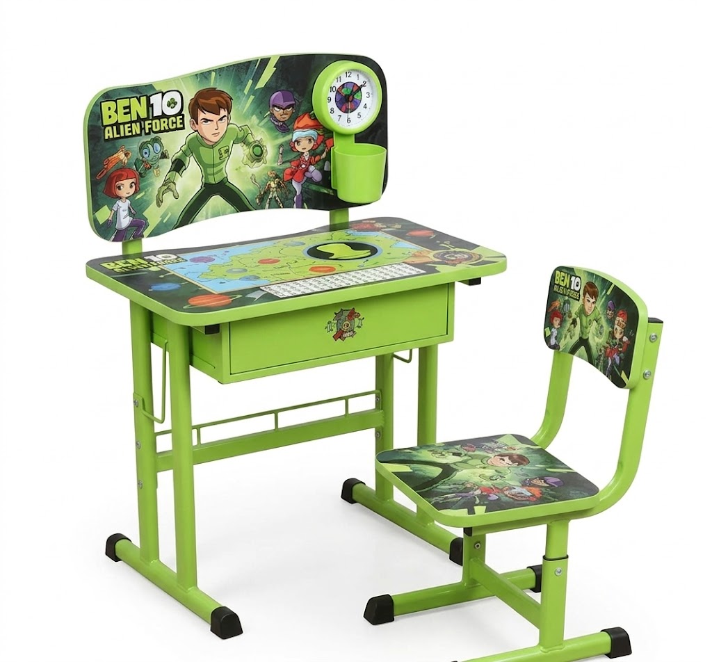 Bureau Enfant avec Chaise – Pack Scolaire Ben 10 Premium Ergonomique & Héros