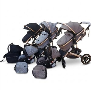 Poussette Combinée Burbay SK21+C – Ensemble Voyage avec Nacelle, Siège Auto et Sac à Langer
