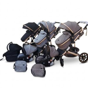 Poussette Combinée Burbay SK21+C – Ensemble Voyage avec Nacelle, Siège Auto et Sac à Langer