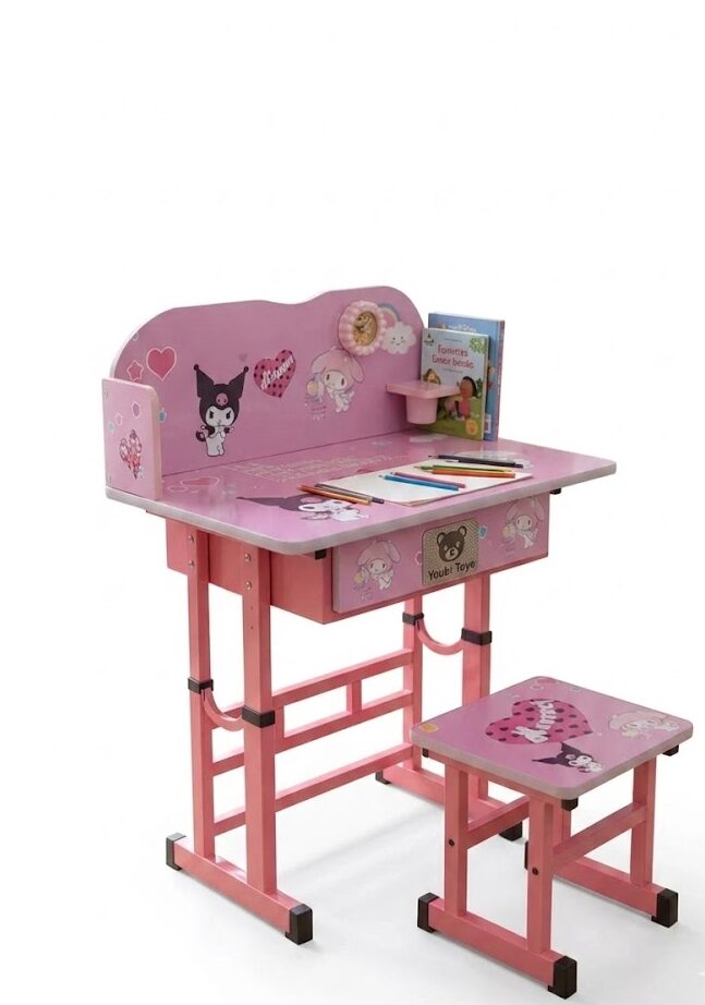 Bureau Enfant avec Chaise – Pack Scolaire Kuromi & My Melody Ergonomique Design Kawaii