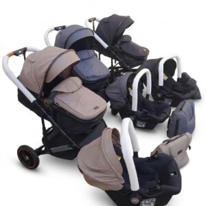 Poussette Burbay H6+C (PU) – Système de Voyage 3-en-1 avec Siège Auto et Sac à Langer