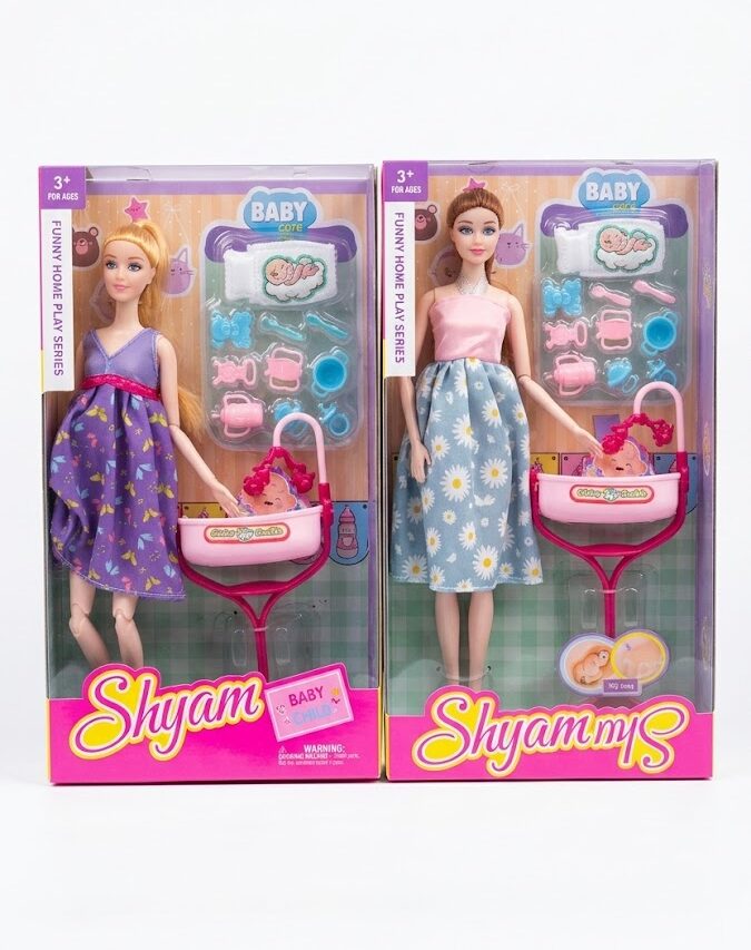 Ensemble Poupee De Mode Enfant Avec Poussette Et Bebe – Coffret Funny Home Play Shyam Avec Accessoires