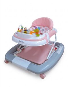 Trotteur bébé 4 en 1 rouge BURBAY – balancelle, musical, pliable et réglable