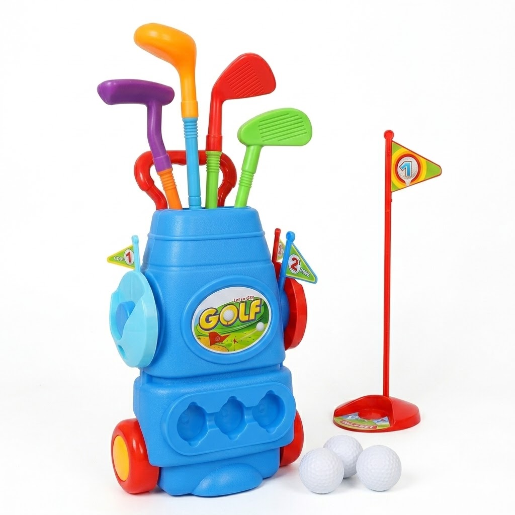 Set de Golf Enfant Vile Toys – Jeu Sportif Complet avec Sac à Roulettes et Accessoires