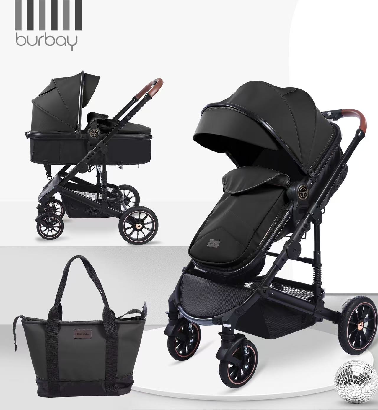 Poussette Burbay H6 avec Sac – Confort, Sécurité et Praticité pour Bébé