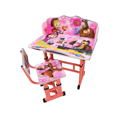 Bureau Enfant avec Chaise – Pack Scolaire Masha et Michka Rose Ergonomique