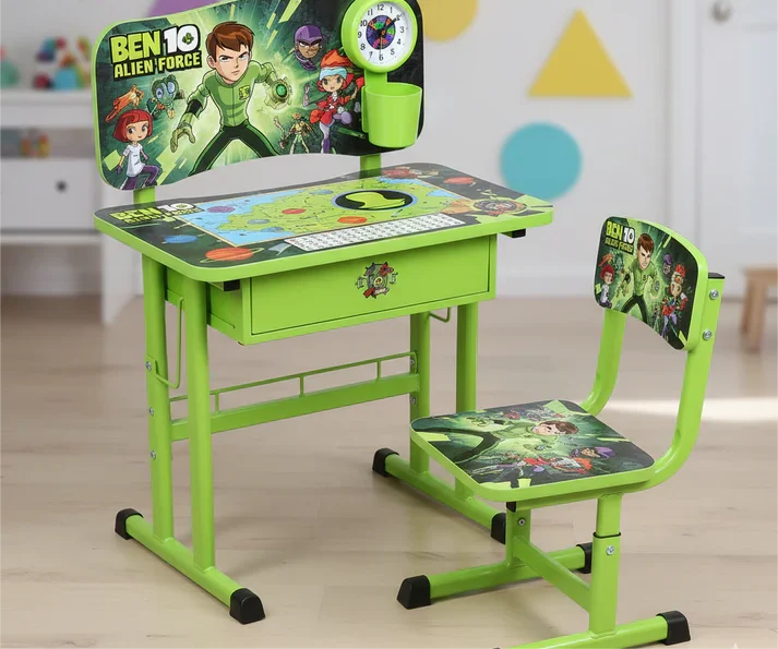 Bureau Enfant avec Chaise – Pack Scolaire Ben 10 Premium Ergonomique & Héros