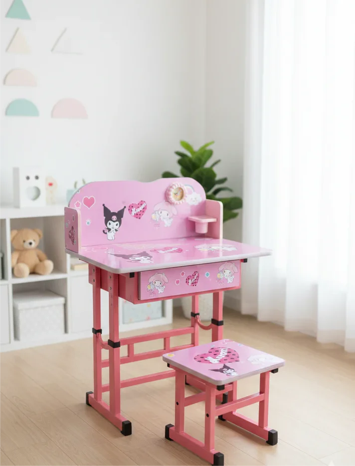 Bureau Enfant avec Chaise – Pack Scolaire Kuromi & My Melody Ergonomique Design Kawaii