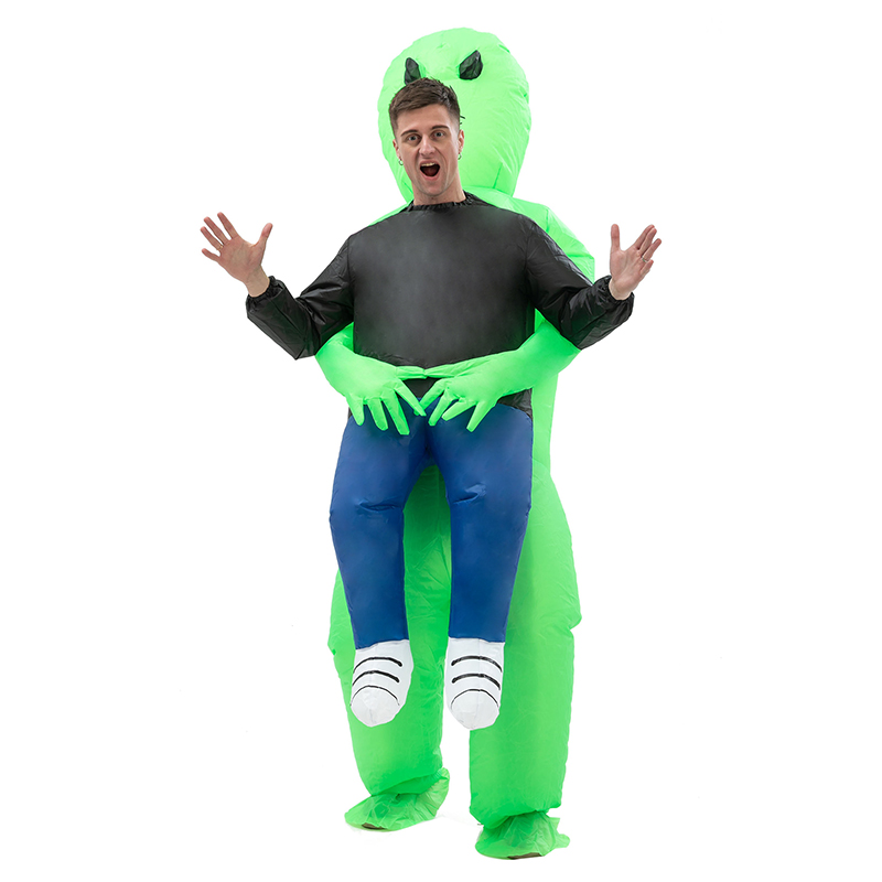 Costume Gonflable Alien Vert Drôle – Déguisement Mascotte Halloween Noël Pâques Enfant & Adulte