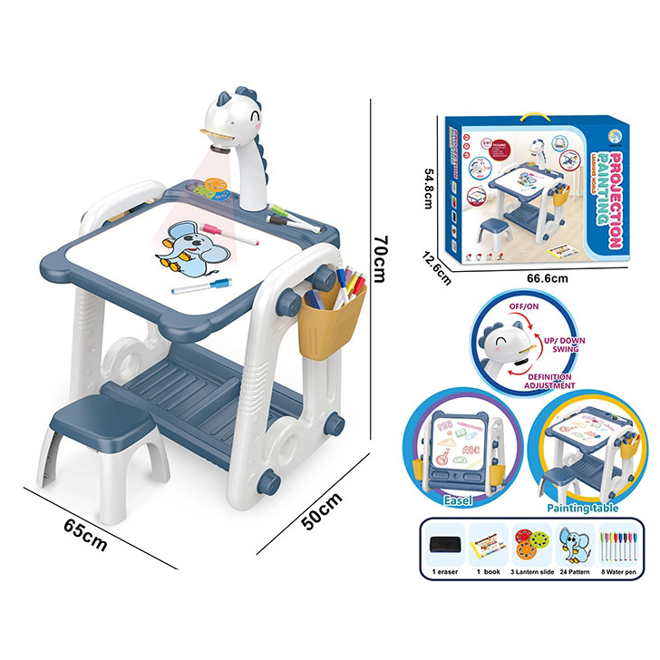Table d’Apprentissage Multifonction Enfant – Table de Dessin avec Projecteur et Musique