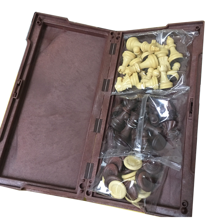 Jeu De Societe 3 En 1 Echecs Dames Backgammon Enfant Plateau Bambou Pliable 6 Ans Et Plus