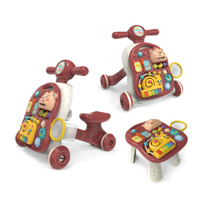 Trotteur Bébé 4 en 1 Multifonction – Marchette, Table d’Apprentissage, Motocyclette et Centre Musical Éducatif