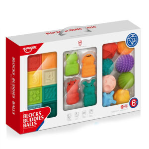 Coffret Eveil Bebe Huanger Blocks Buddies Balls 20 Pieces – Jouet Sensoriel Blocs Balles Animaux