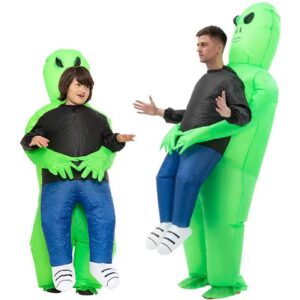 Costume Gonflable Alien Vert Drôle – Déguisement Mascotte Halloween Noël Pâques Enfant & Adulte