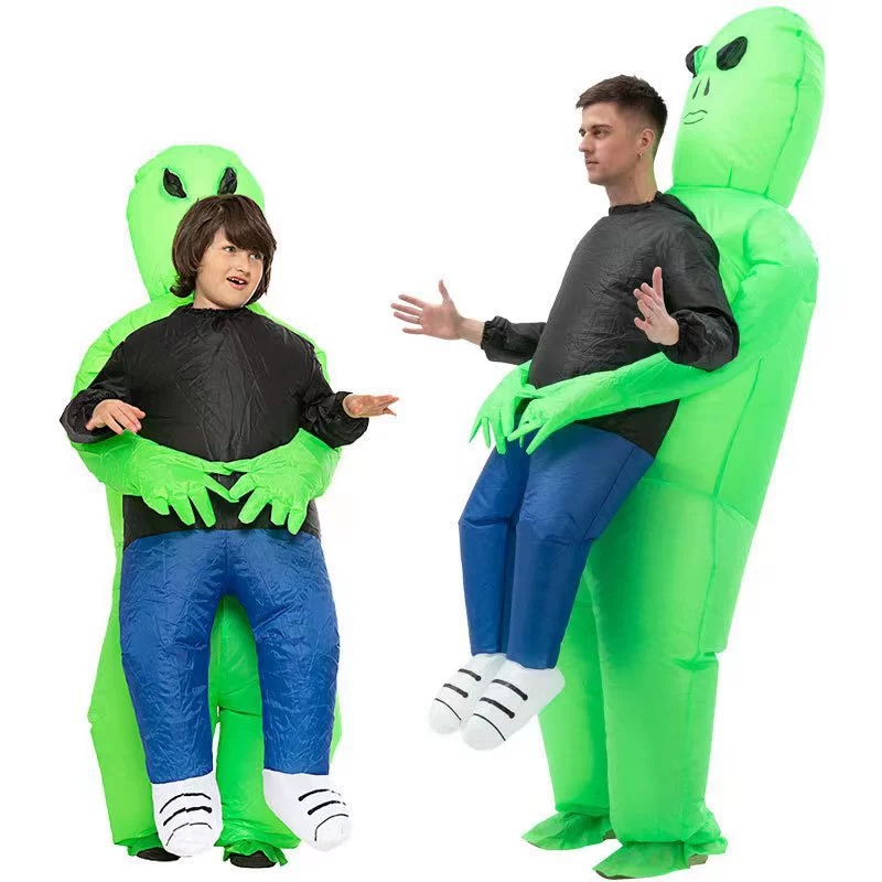 Costume Gonflable Alien Vert Drôle – Déguisement Mascotte Halloween Noël Pâques Enfant & Adulte