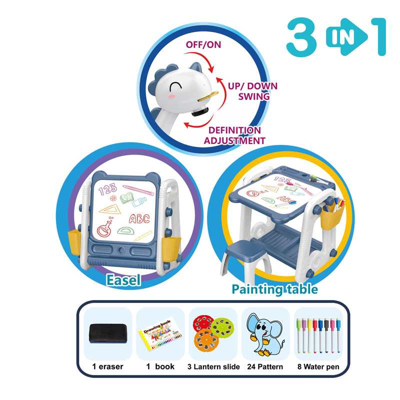 Table d’Apprentissage Multifonction Enfant – Table de Dessin avec Projecteur et Musique