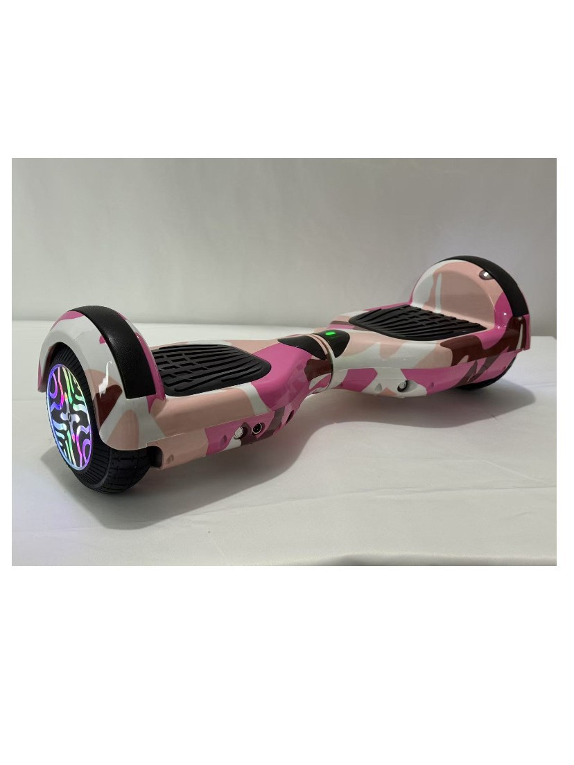 Hoverboard Électrique 6.5” Camouflage Rose – LED, Bluetooth et Auto-Équilibré