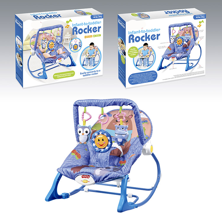 Chaise à Bascule Bébé Multifonction Maroc – Transat Bleu avec Musique et Vibrations Confort