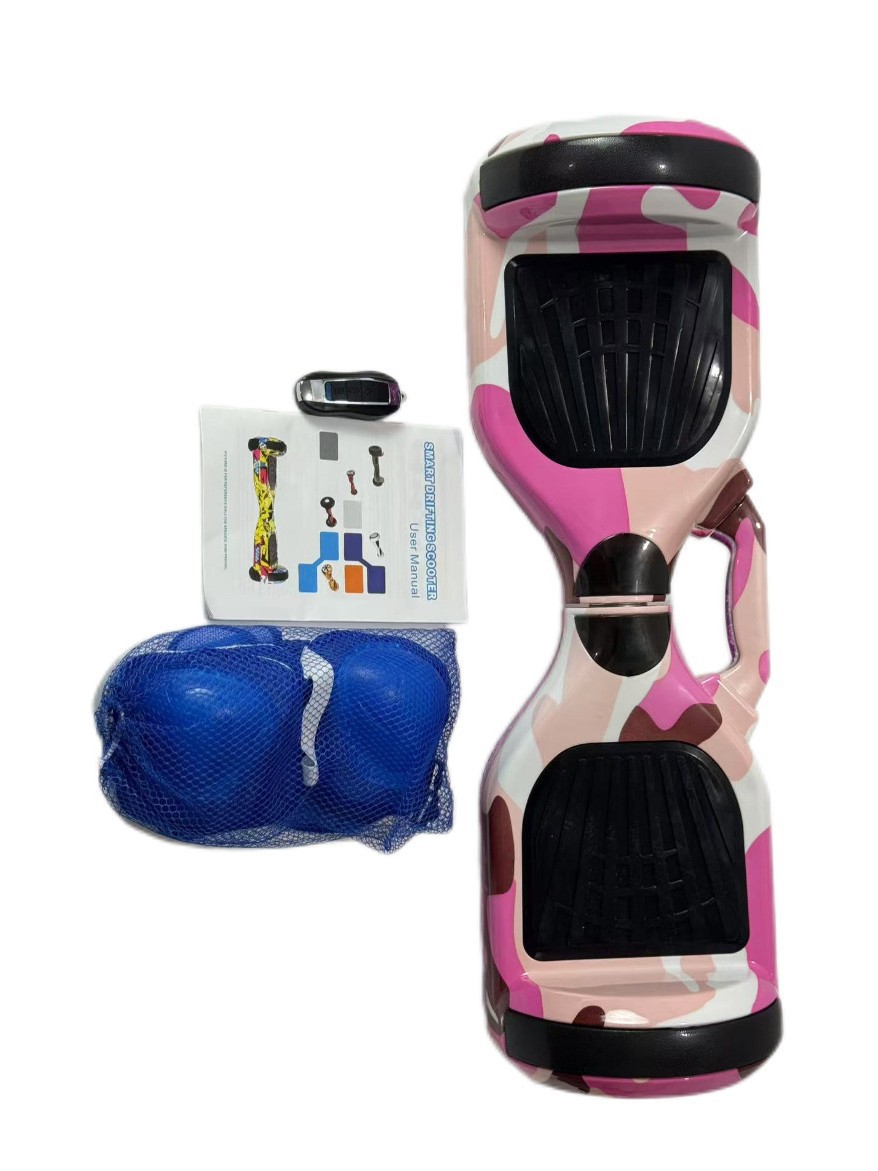 Hoverboard Électrique 6.5” Camouflage Rose – LED, Bluetooth et Auto-Équilibré