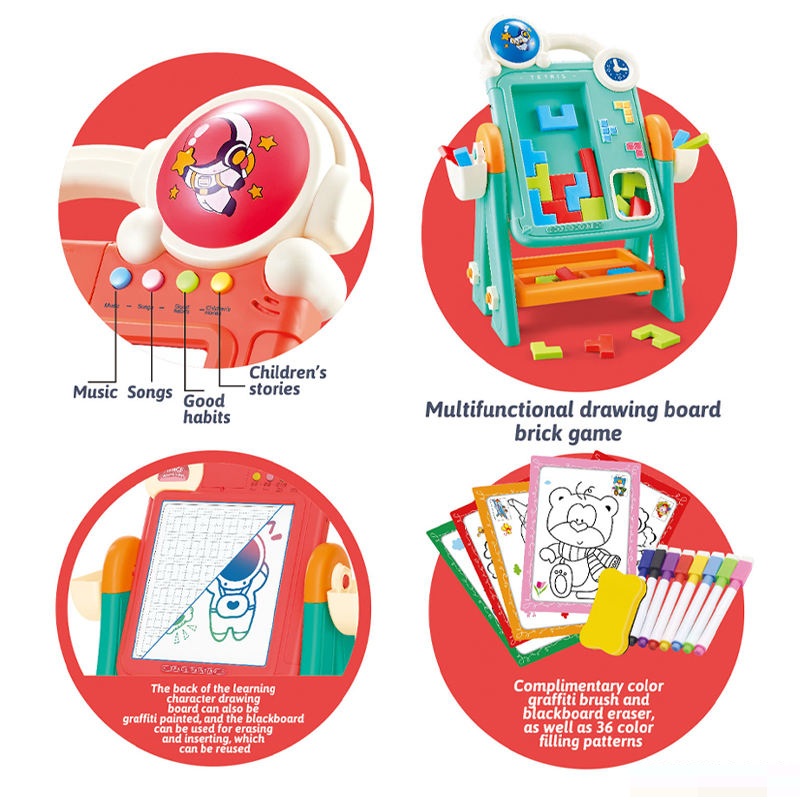 2in1 Double Face Block Game Aimant Planche à Dessin – Jouet Éducatif Enfant 3 ans+ Multifonction