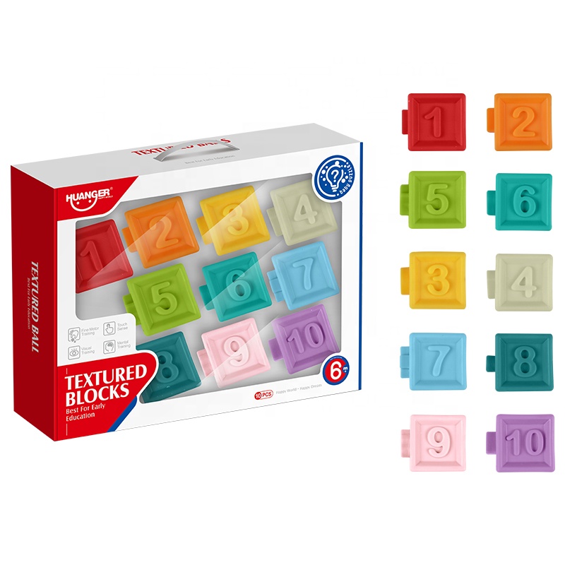 Blocs Textures Educatifs Bebe Huanger 10 Pieces – Jouet Sensoriel Dentition Et Apprentissage