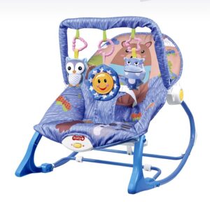 Chaise à Bascule Bébé Multifonction Maroc – Transat Bleu avec Musique et Vibrations Confort