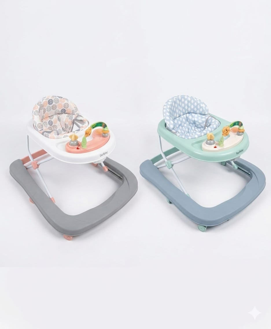 Trotteur bébé gris et blanc BURBAY – design moderne, confortable et sécurisé