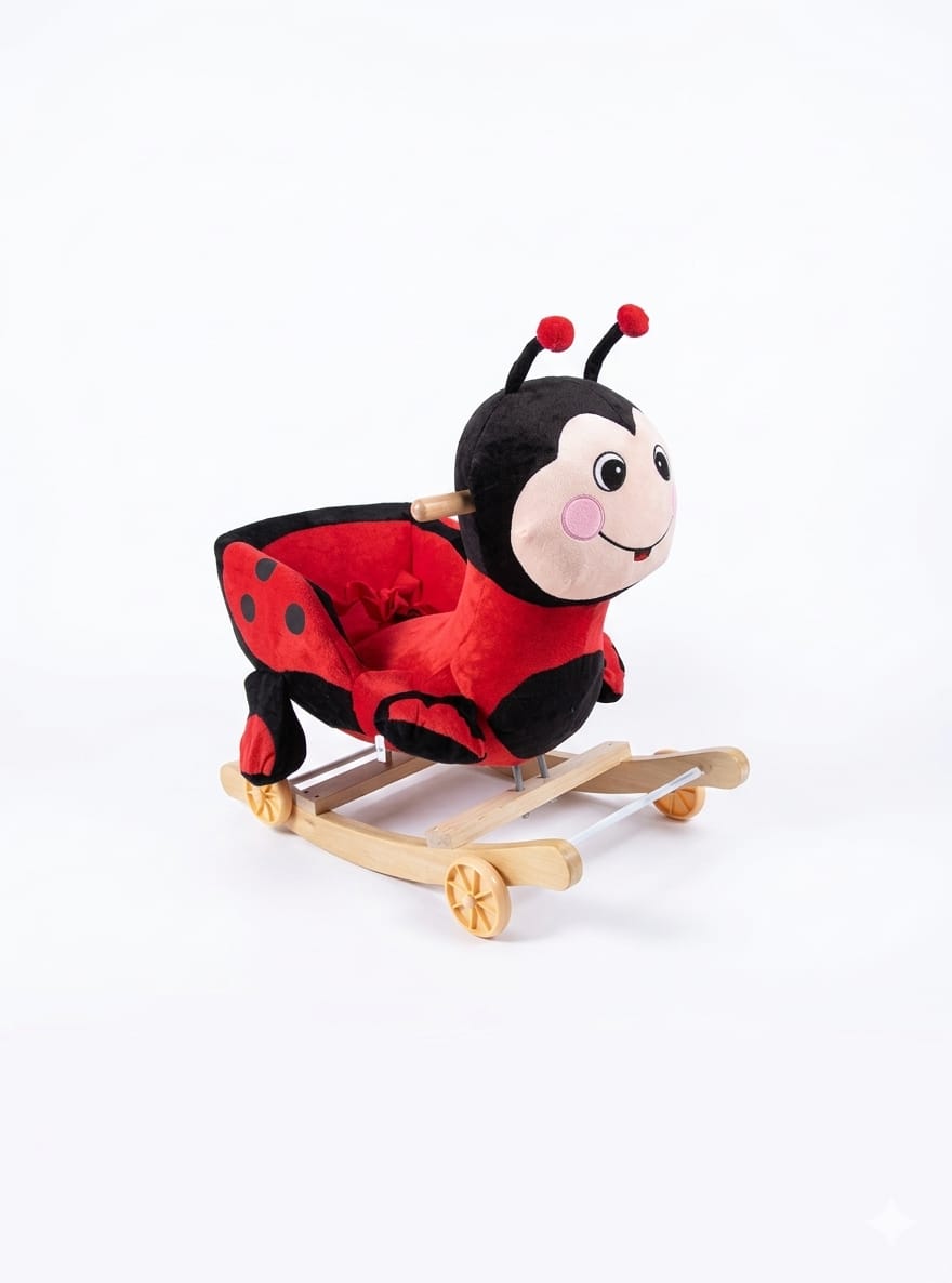 Peluche à bascule coccinelle – jouet enfant en bois avec siège confortable