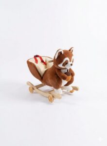 Fauteuil à bascule enfant raton laveur – peluche douce avec siège sécurisé