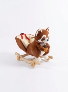 Fauteuil à bascule enfant raton laveur – peluche douce avec siège sécurisé
