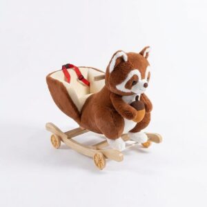 Fauteuil à bascule enfant raton laveur – peluche douce avec siège sécurisé