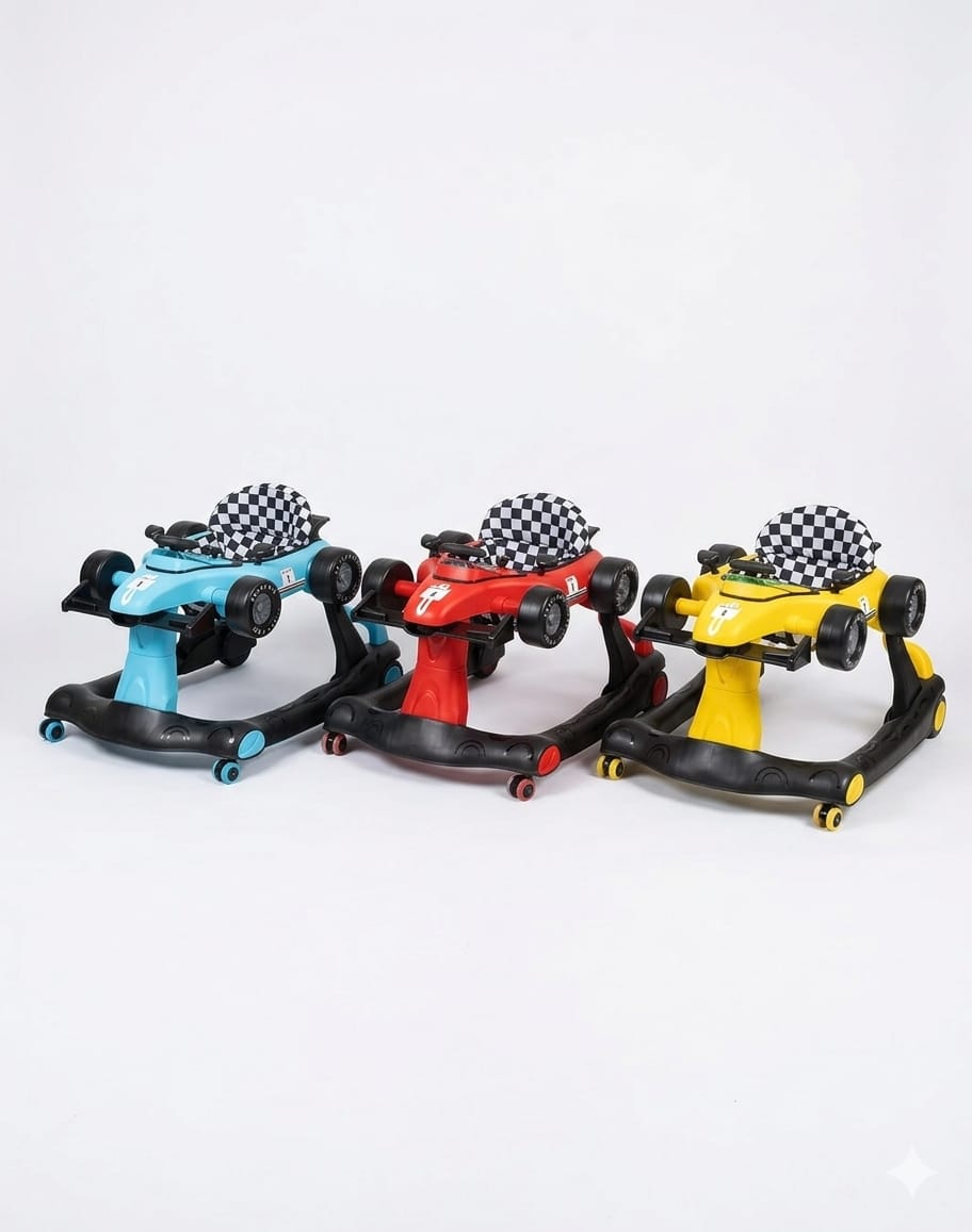 Trotteur bébé 4 en 1 Costway voiture de course – pliable, interactif avec musique et lumières