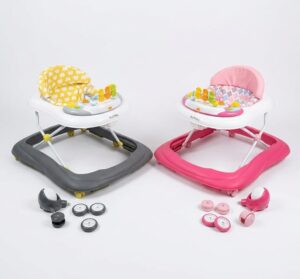 Trotteur bébé rose avec plateau musical interactif BURBAY– réglable et sécurisé