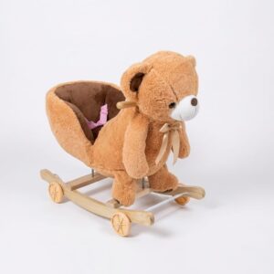 Bascule ours en peluche PlayTo avec mélodie et roulettes – pour enfants dès 18 mois